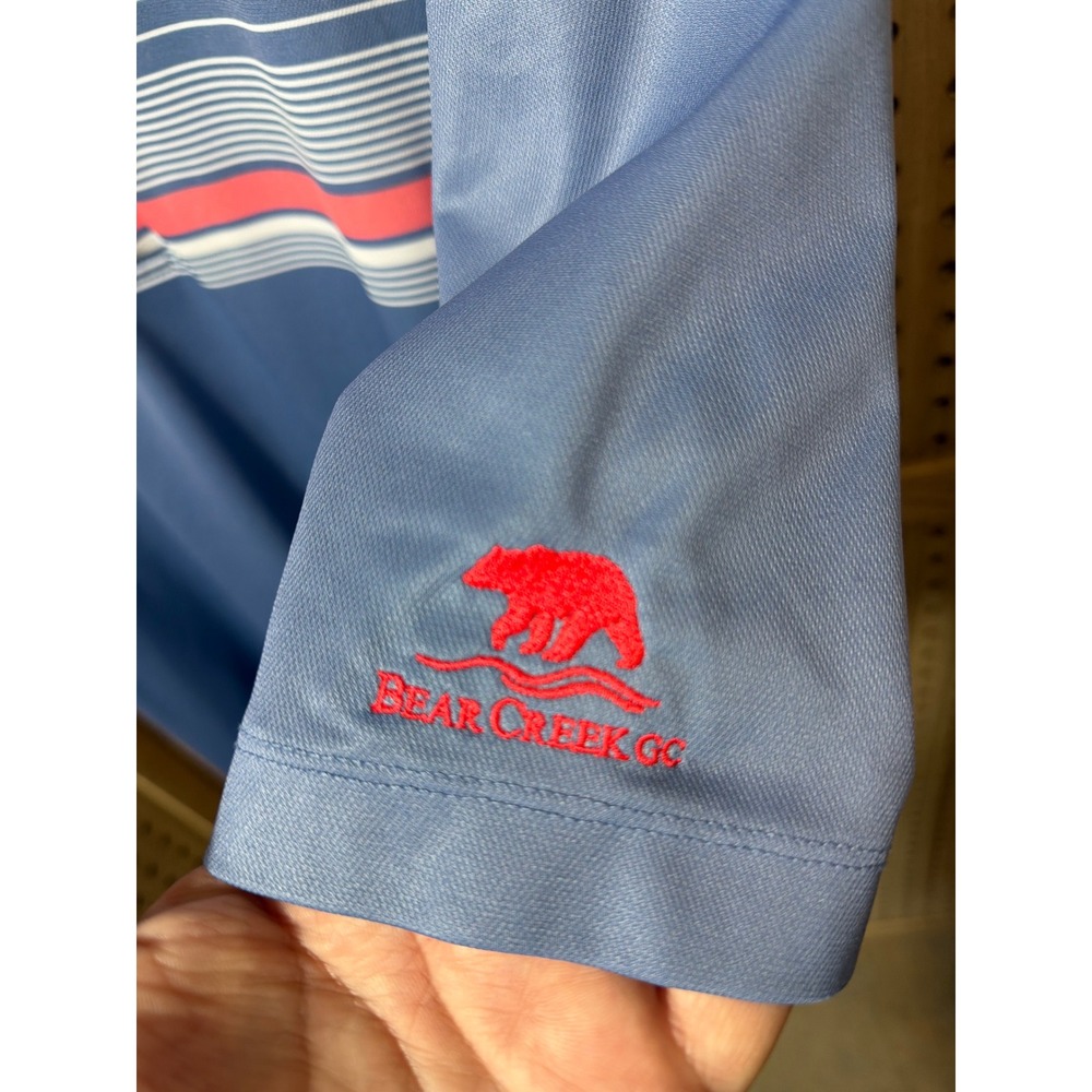 Bermuda Sands Mens 2XL Blue Striped Performance Golf Polo Bear Creek GC Logo - Picture 3 of 4